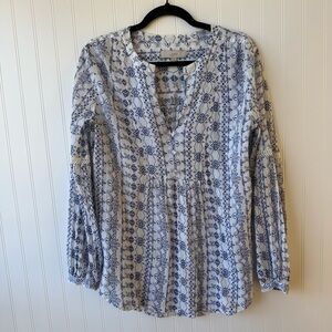 Loft cotton blouse top boho tunic EUC cottagecore coastal Medium